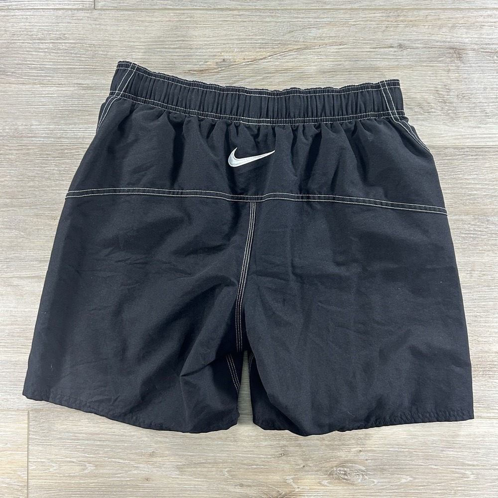 Vintage Nike Medium Swim Trunks Black Board Shorts Mesh Lined Gray Tag Y2K